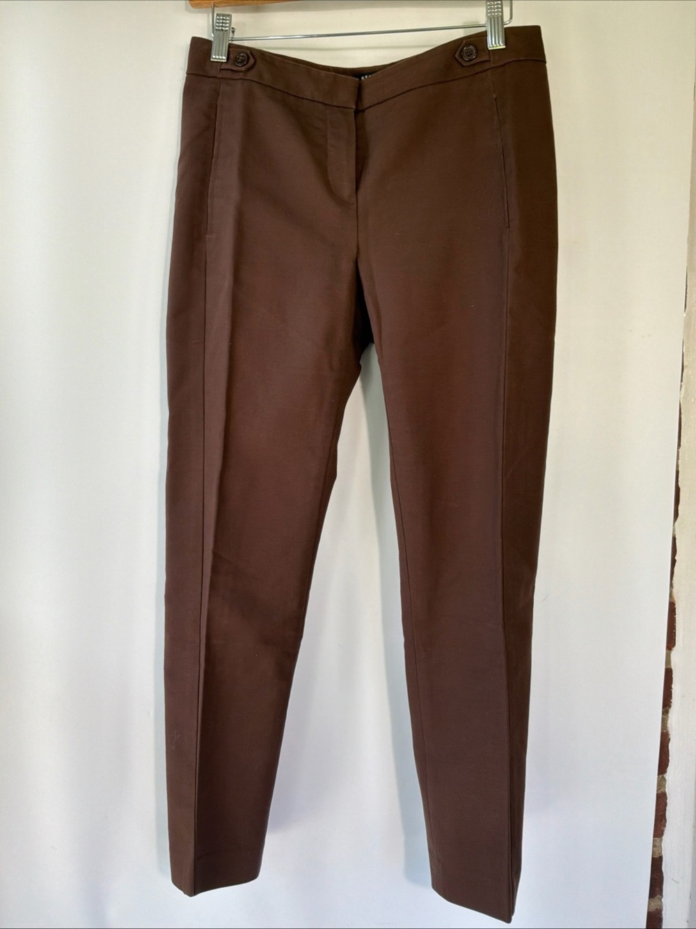 Nine West Essentials Pants Womens Brown Stretch Mid Rise Flat Front Size 2